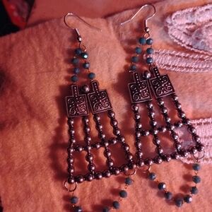 Elegant Silver and Teal Dangle Earrings